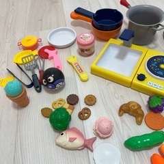 【お譲りします】おままごとセット　野菜たくさん　しまじろうぬいぐるみ付の画像