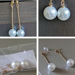 ロングパール調ピアス（新品）の画像