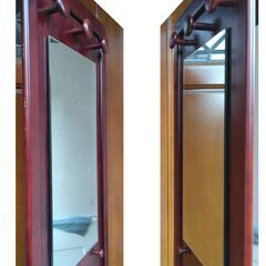 世田谷区近辺配送可能　Karimoku（カリモク家具）木製コートハンガー 傘立て ミラー 姿見鏡 玄関 ホールスタンドの画像