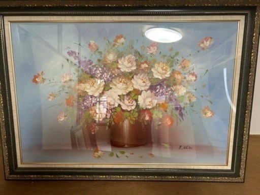 部屋が明るく　お花絵画　R.white