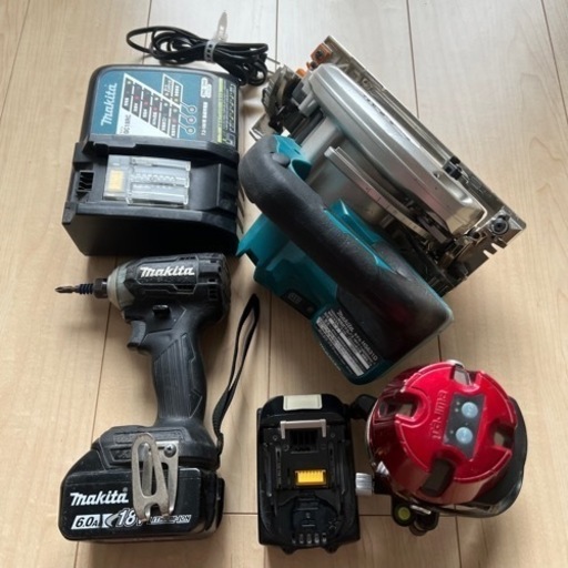 18vインパクトドライバー、充電マルノコ、墨出しレーザー
