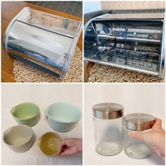 キッチン用品＊ブレッドケース＊陶器ボウルセット＊ガラスキャニスター２個