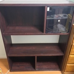家具調本棚 昭和レトロ　カセットテープラック付き