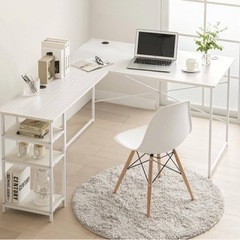 L字ラックデスク ホワイト 【美品】