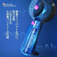 【新品】ハンディファン 手持ち扇風機 カラビナ付き 携帯扇風機 卓上扇風機 レトロ 静音の画像
