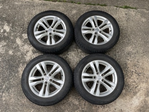 H516-1)225/60R17+エクストレイル17インチアルミ中古4本セット！7J-17+40