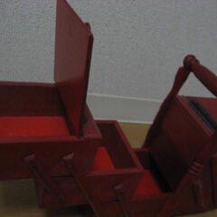 昭和レトロ④ソーイングＢＯＸ　３段タイプ　木製の画像