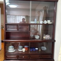 家具　マホガニー調食器棚