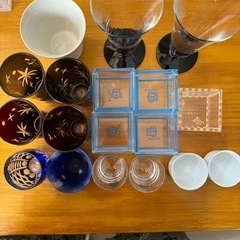 酒器セット　沖縄ブルーショットグラス非売品含む　北海道国稀酒造升含む