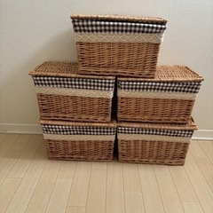 フタ付き かご 収納 バスケット レース M 収納ケース 収納かごの画像