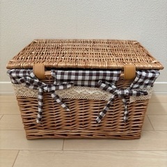 フタ付き かご 収納 バスケット レース M 収納ケース 収納かごの画像