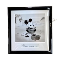 NO.1443 【真作】 PLANE CRAZY 鑑定書付 アニメーション セル画 限定品 額装 プレーンクレイジー ミッキーマウス モノクロ 白黒 WALT DISNEY ディズニーの画像