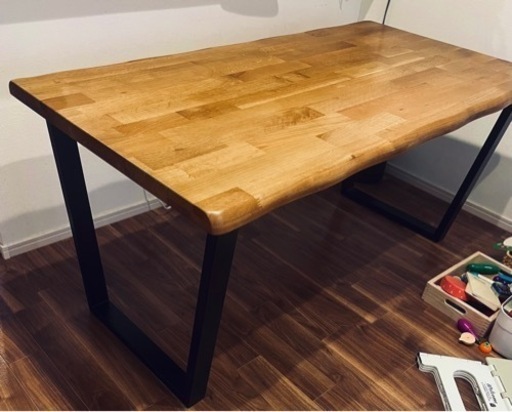 【美品】天然木無垢材 モダンダイニングシリーズ ダイニングテーブル単品 W150 オークナチュラル