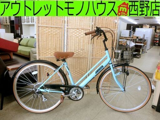 美品 ■ 26インチ 6段変速自転車 ライト カゴ 鍵2本 ママチャリ 軽快車 シティサイクル 札幌 西野店