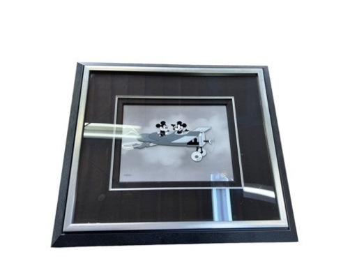 NO.1444 【限定品】 PLANE CRAZY アニメーション セル画 限定品 額装 鑑定書付き プレーンクレイジー ミッキー モノクロ 白黒 WALT DISNEY ディズニー