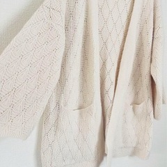 ニットカーディガン ピンクの画像