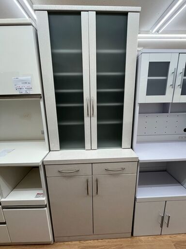 ★ジモティ割あり★  食器棚 ホワイト H200×W81×D36 クリーニング済み KJ5121
