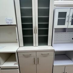 ★ジモティ割あり★  食器棚 ホワイト H200×W81×D36 クリーニング済み KJ5121
