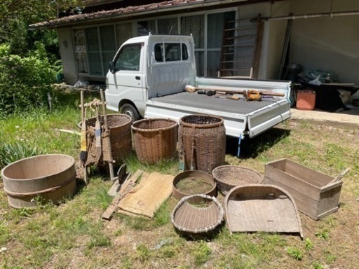古農具　竹籠など一式セット