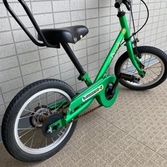 【受渡先決定】中古 幼児用自転車（ピープルのラクショーライダー）　グリーン１４インチ　の画像