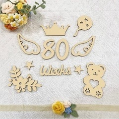 月齢フォト 木製 レターバナー 40枚セット