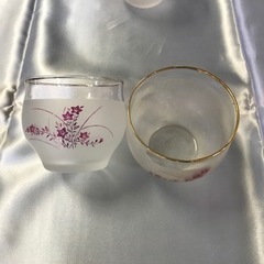 冷茶グラス　桔梗柄すりガラス