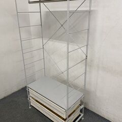MUJI/無印良品 スチールユニットシェルフ 幅84 帆布×2/クロスバー×2 棚×2 バスケット×2 ハンガー×1 補強×1 中古家具 店頭引取歓迎 R8340
