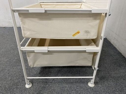 MUJI/無印良品 スチールユニットシェルフ 幅58 帆布×2 バックパネル×3 棚×2 バスケット×2 ハンガー×1 補強×1 中古