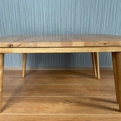 21日午前中限定！天然木伸縮ローテーブルの画像