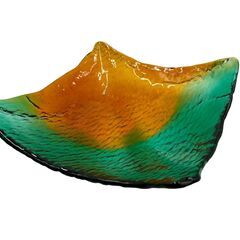 クラタクラフト 琉球ガラス サラダボウル 角皿 大皿 飾り皿 レトロ