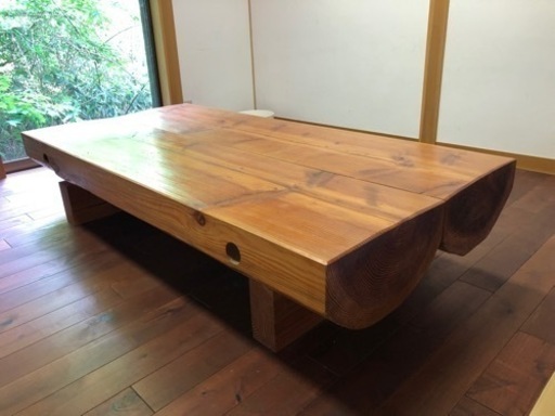 無垢材高級ローテーブル　ベンチにも