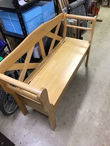 木製ベンチ　収納付き
