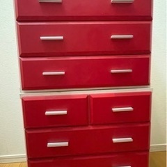 衣類収納　赤　4段チェストの画像