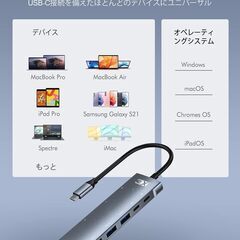 3XI USB C ハブ 9 in 1 Type c ハブアダプタ搭載 MacBook Pro/MacBook Air/iPad Pro/iPad Air 4/Huawei Matebook/Surface Goなど用、60W USB-C PD 充電 4K HDMI 出力 3X USB3.0 SD/Micro SDカードリーダー 3.5mmヘッドホンジャッ ク タイプ C データ転送ポートの画像