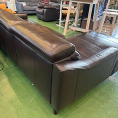 【愛品館八千代店】筑波産商　総本革　片側電動リクライニング　カウチソファの画像