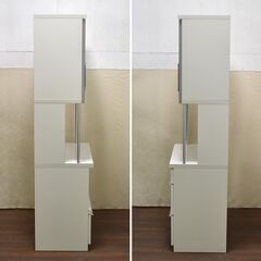 ≪yt1326ジ≫ 松田家具 キッチンカウンター 食器棚 幅79cm スリムタイプ 省スペース/一人暮らし/シンプル/幅80 60512-01の画像