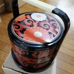 【6/30処分します】お重箱　ミニ　三段　丸型　山中漆器　合成漆...