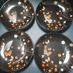 新品未使用☆ 蝶柄 メラミン丸平皿 15.3cm 12枚入③