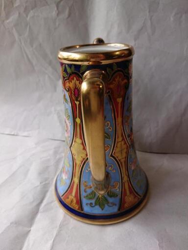 【美品】オールドノリタケ 風景紋チョコレートポット 金盛り 金彩 ターコイズ 美品】オールドノリタケ 風景紋チョコレートポット 金盛り 金彩