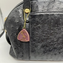 JRA サンポー 三宝 オーストリッチ ハンドバッグ　ベルト　黒 Sanpoの画像