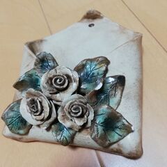 レターケース　バラ　ハンドメイド　手作り　粘土