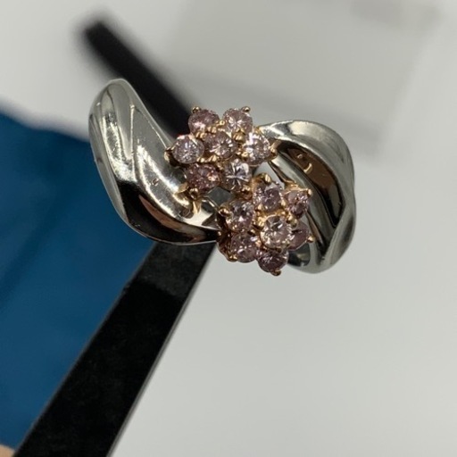 Pt900 K18 ピンクダイヤ　リング　指輪　7.1g 約10.5号