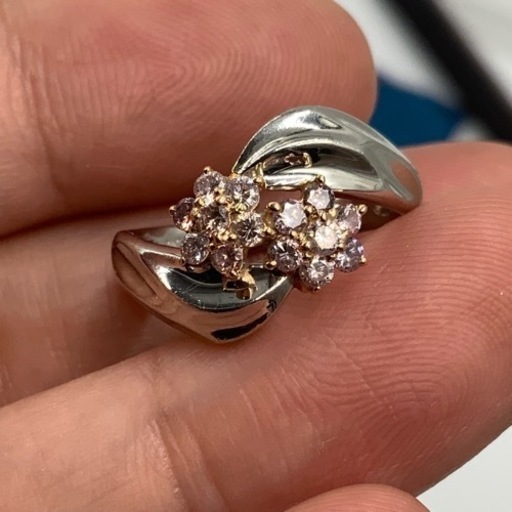 Pt900 K18 ピンクダイヤ　リング　指輪　7.1g 約10.5号