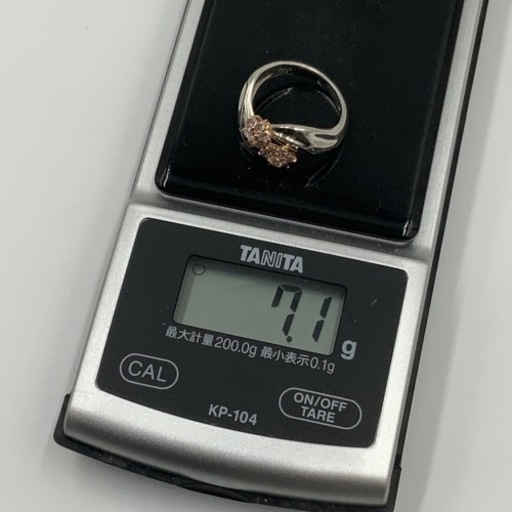 Pt900 K18 ピンクダイヤ　リング　指輪　7.1g 約10.5号