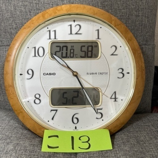 CASIO カシオ ITM-720MJ 壁掛電波時計 Wave Ceptor 木目調/日付/曜日/時報/温度/湿度 表示 動作品