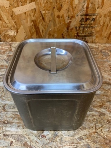 6288)YUKIWA/ユキワ 三宝産業 ステンレス 深型角キッチンポット 21cm 業務用 厨房用品 飲食店 店舗用 中古品