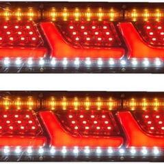 24V 3連 薄型LEDテールランプ流れるウインカーセット シー...