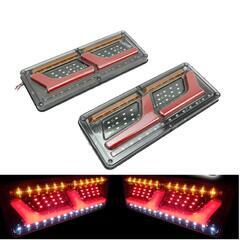24V 2連 薄型LEDテールランプ流れるウインカーセット シー...