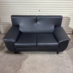 売却済】2人掛けソファーブラック ハイ&ロー ソファ (リサイクロン髙橋