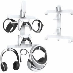 PS VR2用壁掛け金具 PSVR2用収納スタンド ホルダー PS VR2ヘッドセット/PS5コントローラー/VR2 コントローラー/PS5 ワイヤレスヘッドセット/メディアリモコン全収納壁掛けスタンド スペース節約 アクセサリーをきちんと整理の画像